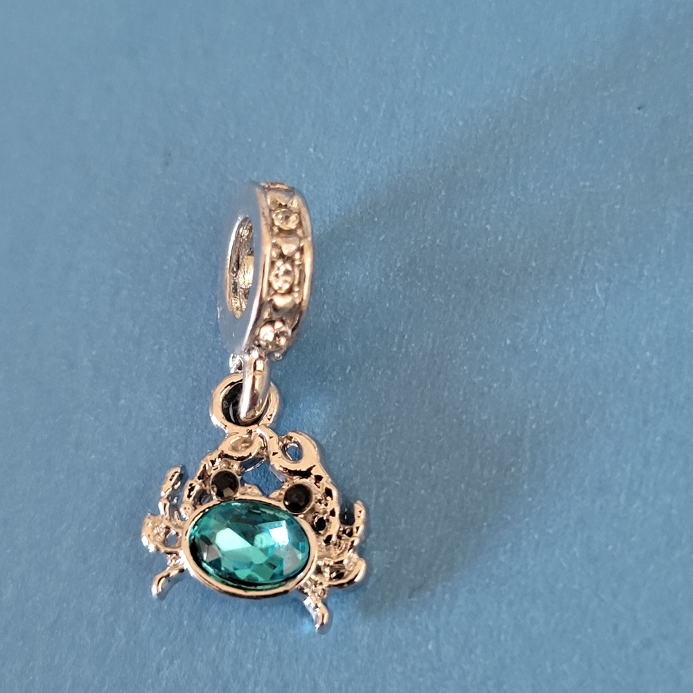 New! For Pandora Charm Bracelet Aqua Blue and Silver Color Crab Dangle Charm - Picture 6 of 8